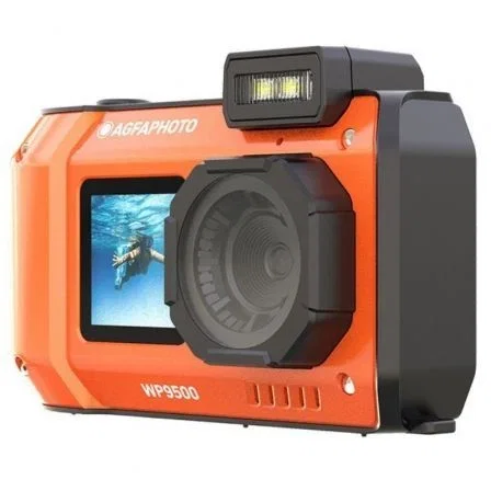 AgfaPhoto Realishot WP9500 Cámara Compacta Resistente al Agua, 5K Ultra HD 24 MP, Sensor CMOS, 18x Zoom Digital, Color Naranja